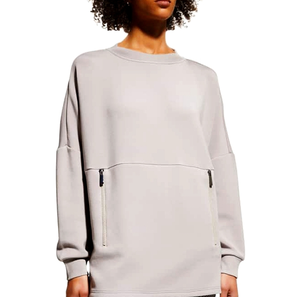 New Varley Grey Satellite Bayliss Zip-Pocket Tunic Sweatshirt Sz Small